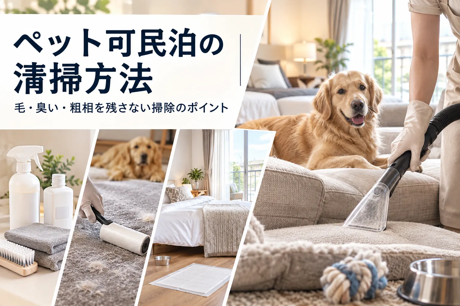 ペット可民泊の清掃方法｜毛・臭い・粗相を残さない掃除のポイント