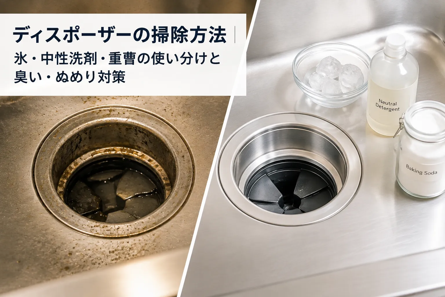 ディスポーザーの掃除方法｜氷・中性洗剤・重曹の使い分けと臭い・ぬめり対策