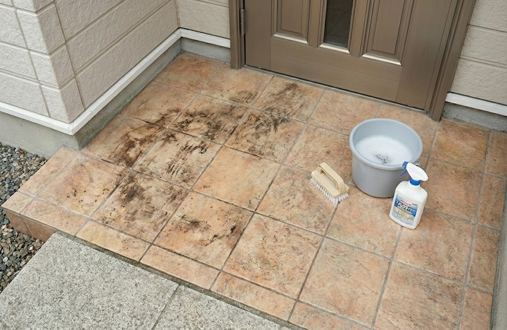 玄関タイルの黒ずみの落とし方｜来客前に後悔しない掃除と正しい対処法